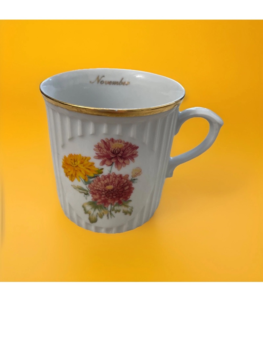 Original Bohemia Flower Of The Month NOVEMBER CHRYSANTHEMUM Coffee Mug Cup Czech